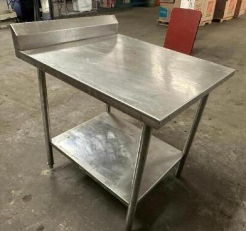 30" X 30" STAINLESS TABLE W/ 4" BACK SPLASH
