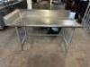 60" X 24" LEFT SIDE STAINLESS CLEAN TABLE W/ BACK AND SIDE SPLASH