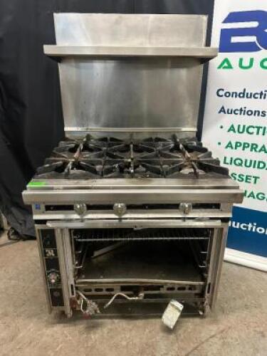 JADE RANGE SIX BURNER GAS RANGE W/ LOWER OVEN.