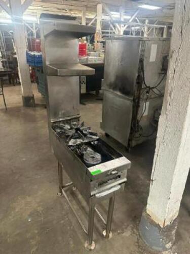 TWO BURNER NARROW GAS RANGE. ( MISSING PARTS )