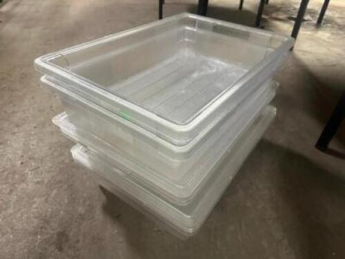 (4) LARGE PLASTIC CONTAINERS. (3 LIDS.