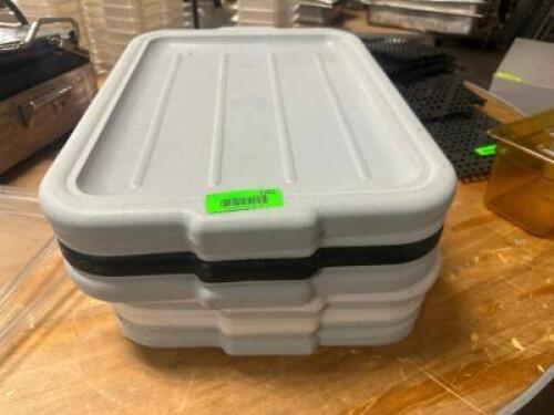 (8) PLASTIC BUS TUB LIDS.