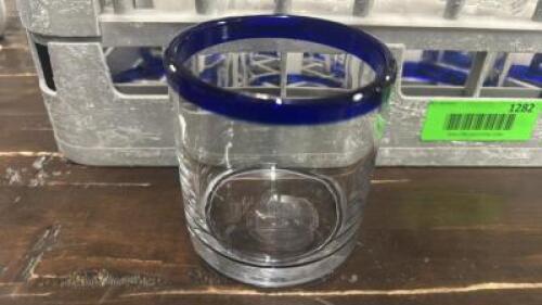 (16) BAR GLASSES W/ BLUE RING TOP.