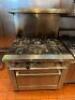 SUN FIRE SIX BURNER RANGE W/ LOWER OVEN.
