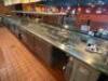 32' ALL STAINLESS CHEFS LINE W/ PASS THROUGH. COMES WITH MULTIPLE DRAWER AND DOOR COOLERS, HAND SINKS, SEVERAL WARMERS.