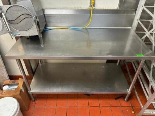 60" X 30" STAINLESS TABLE W/ 6" BACK SPLASH.
