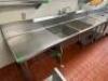 9' TWO WELL STAINLESS PREP SINK W/ LEFT AND RIGHT DRY BOARDS. - 2