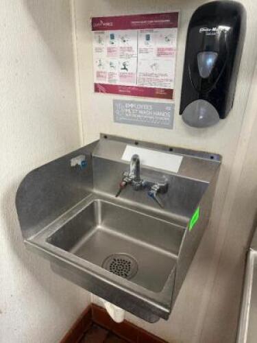 WALL MOUNTED STAINLESS HAND SINK.