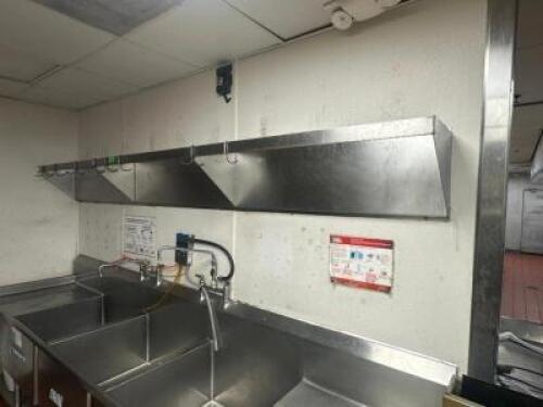 10' X 12" WALL MOUNTED STAINLESS POT RACK.