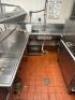 8' X 9' "J " SHAPED STAINLESS SOIL TABLE W/ RISER SHELF, SPRAY SINK. - 4