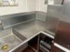 8' X 9' "J " SHAPED STAINLESS SOIL TABLE W/ RISER SHELF, SPRAY SINK. - 5
