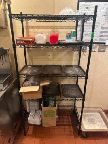 48" X 18 " FIVE TIER BLACK WIRE SHELF.