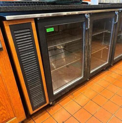 GLASTENDER 60" TWO DOOR GLASS DOOR BACK BAR COOLER.