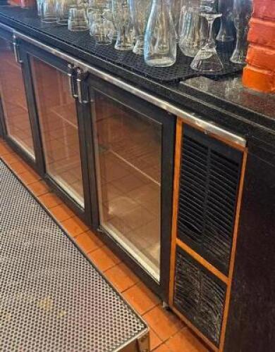 GLASTENDER 60" TWO DOOR GLASS DOOR BACK BAR COOLER.