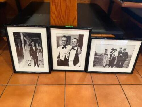 (1) LOT OF SMALL FRAMED BLACK AND WHITE PRINTS.