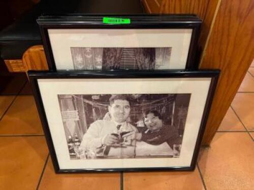 (1) LOT OF SMALL FRAMED BLACK AND WHITE PRINTS.