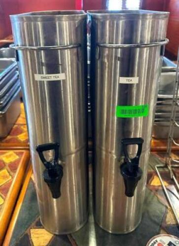 (2) STAINLESS TEA DISPENSERS