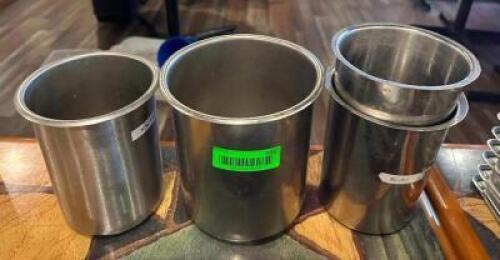 (4) ASSORTED SIZED ROUND STAINLESS INSERTS