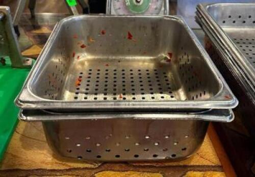 (2) 1/2 SIZE PERFORATED STAINLESS PANS