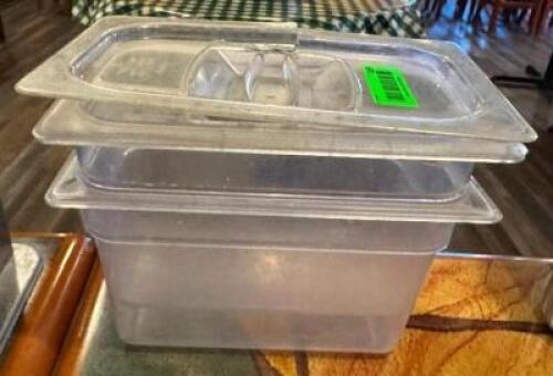 (2) 1/3 SIZE PLASTIC PANS WITH LIDS
