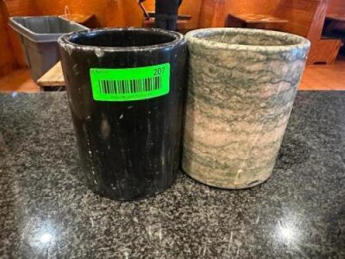 (2) STONE WINE BOTTLE HOLDERS/