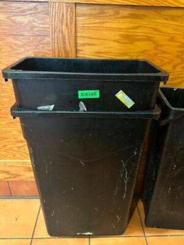 (2) 20 GALLON BLACK PLASTIC BAR SIDE TRASH CANS