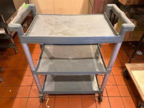 THREE TIER STAINLESS BUS CART.