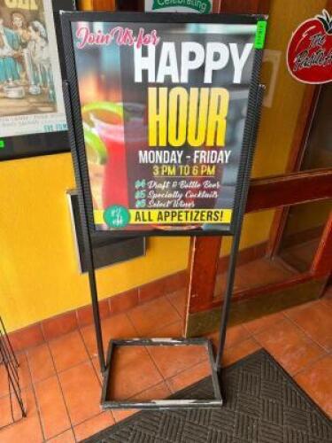 METAL SIGN STAND.