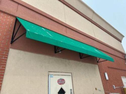 15' X 24" METAL FRAMED AWNING W/ GREEN CANVAS COVER