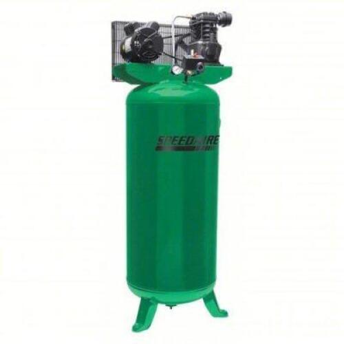 DESCRIPTION: (1) ELECTRIC AIR COMPRESSORBRAND/MODEL: SPEEDAIRE #4ME96INFORMATION: GREEN,&nbsp;3 hp, 1 Stage, Vertical,&nbsp;9.1 cfm, 135 psi, 240V ACSIZE: 60 GAL TANKRETAIL$: $1221.31 EAQTY: 1