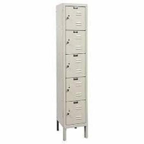 DESCRIPTION: (1) PREMIUM BOX LOCKER BRAND/MODEL: HALLOWELL #4VEV5 INFORMATION: LOUVERED, PADLOCK HASP, GRAY, 5 TIERS, 1 UNIT WIDE SIZE: 36 IN X 12 IN