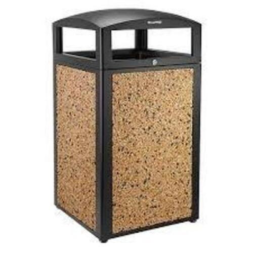 DESCRIPTION: (1) STONE PANEL TRASH RECEPTACLE WITH ASHTRAY BRAND/MODEL: ALPINE #471-40-STO INFORMATION: STONE WALLS SIZE: 40 GAL RETAIL$: $643.49 EA Q