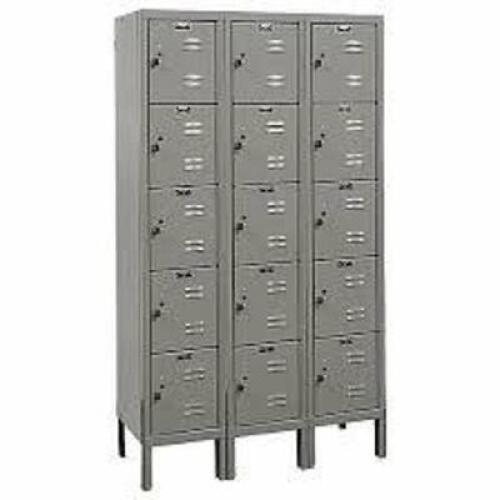 DESCRIPTION: (1) PREMIUM BOX LOCKER BRAND/MODEL: HALLOWELL #4VEV5 INFORMATION: LOUVERED, PADLOCK HASP, GRAY, 5 TIERS, 3 UNITS WIDE SIZE: 36 IN X 12 IN