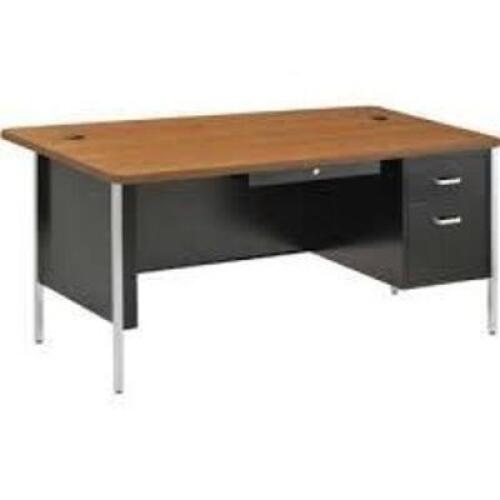 DESCRIPTION: (1) HEAVY DUTY SINGLE PEDESTAL DESK BRAND/MODEL: TENNSCO INFORMATION: WOOD TOP, STEEL DRAWERS SIZE: 30" X 60" X 34" H RETAIL$: $432.43 EA