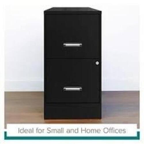 DESCRIPTION: (1) VERTICAL FILING CABINET BRAND/MODEL: SPACE SOLUTIONS #20226 INFORMATION: BLACK. 2 DRAWER SIZE: 22" RETAIL$: $186.99 EA QTY: 1