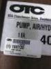 DESCRIPTION: (1) AIR/HYDRAULIC PUMPBRAND/MODEL: OTC STINGER #19XY20INFORMATION:&nbsp;10,000 psi Max. Op Pressure, 98 cu in Reservoir Capacity, Foot, 2-PositionRETAIL$: $824.81 EAQTY: 1 - 2