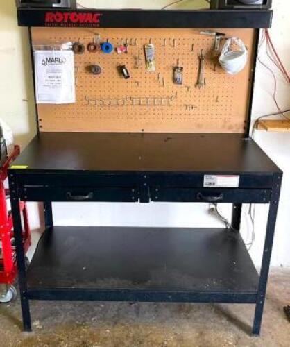 4' METAL WORKTABLE WITH PEGBOARD BACKSPLASH