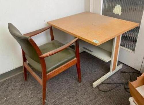 WOODEN OFFICE DESK W/ CHAIR