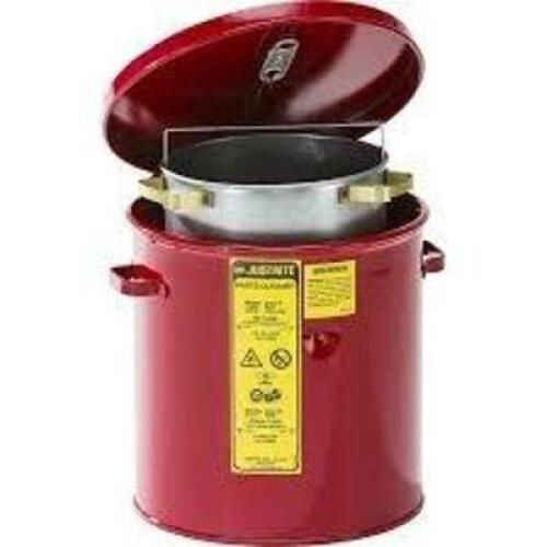 DESCRIPTION: (1) DIP TANK BRAND/MODEL: JUSTRITE #RM05144 INFORMATION: RED, STEEL SIZE: 3 GALLON RETAIL$: $164.57 EA QTY: 1