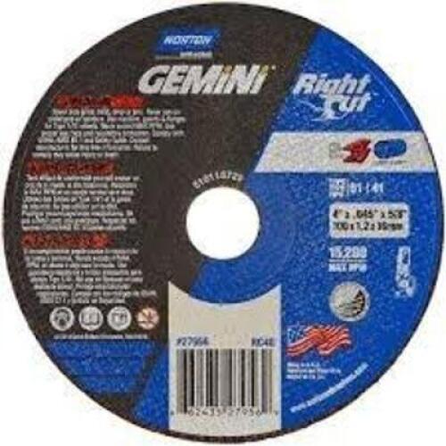 DESCRIPTION: (2) BOXES OF (25) CUT OFF WHEEL BRAND/MODEL: NORTON GEMINI #66243537273 SIZE: 4" X 0.35" X 3/8" RETAIL$: $10.82 PER WHEEL QTY: 2