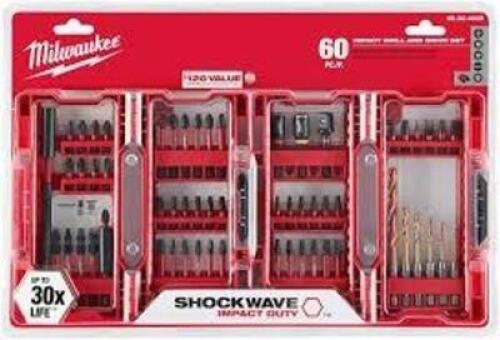 DESCRIPTION: (1) DRILL AND DRIVE SET BRAND/MODEL: MILWAUKEE #48-32-4029 SIZE: 60 PC RETAIL$: $100.00 EA QTY: 1