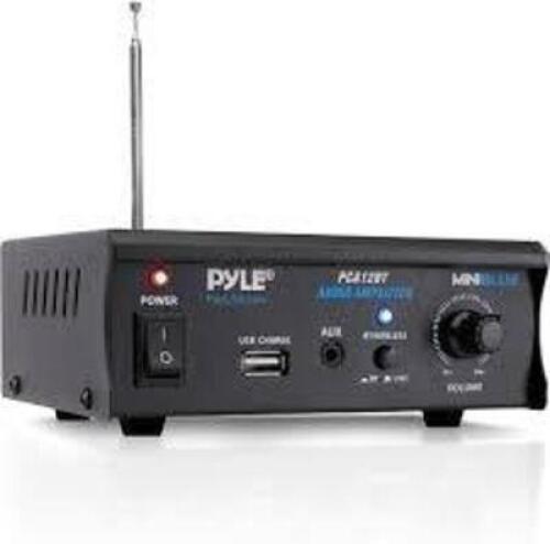 DESCRIPTION: (2) STEREO POWER AMPLIFIER BRAND/MODEL: PYLE #PCA12BT INFORMATION: BLACK SIZE: MINI RETAIL$: $91.79 EA QTY: 2