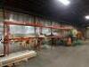 (7) - SECTIONS OF 12' TEAR DROP PALLET RACKING WITH WOOD DECKING