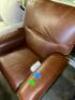 BROWN LEATHER POWER RECLINER - 2