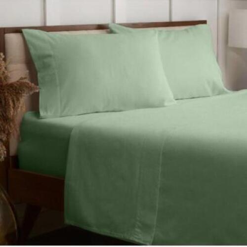 MELLANNI 100% COTTON LIGHTWEIGHT FLANNEL KING SHEET SET SAGE