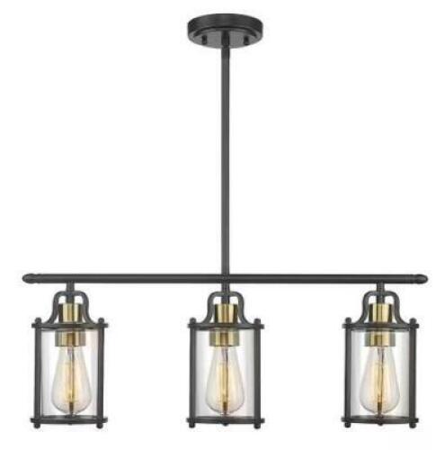 MODERN THREE LIGHT BLACK AND GOLD PENDANT LIGHT