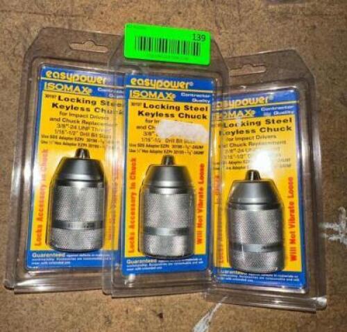(3)- LOCKING STEEL KEYLESS CHUCKS