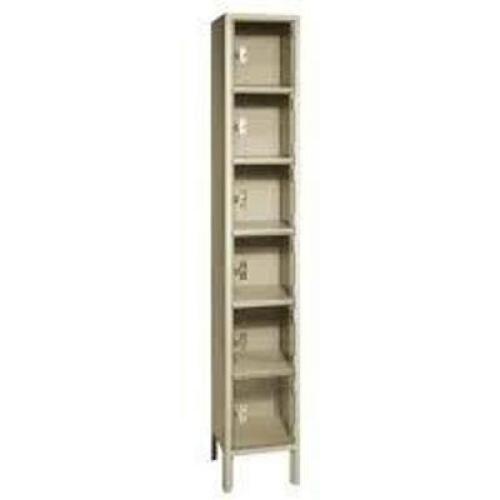 DESCRIPTION: (2) 6 TIER LOCKERS BRAND/MODEL: TENNSCO #BS6-121512-C INFORMATION: CLEAR FRONT, TAN / BEIGE FRAME SIZE: 6 TIER, 1 WIDE RETAIL$: $1140.00