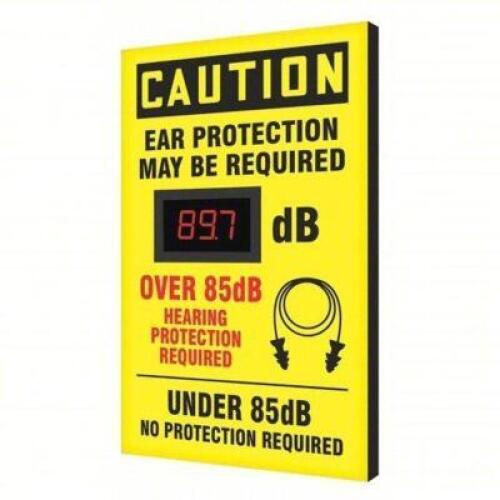 DESCRIPTION: (3) SOUND LEVEL DECIBEL METER SIGN BRAND/MODEL: CONDOR #444A65 INFORMATION: ALUMINUM, MOUNTING HOLES, NOT RETROREFLECTIVE SIZE: 20" H X 1