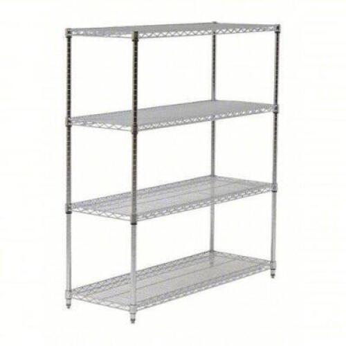 DESCRIPTION: (1) WIRE SHELVING UNIT BRAND/MODEL: PRODUCT NUMBER #45VX54 INFORMATION: WIRE, CHROME, 4 SHELVES, DRY, SILVERQ SIZE: 48" X 18" X 54" RETAI